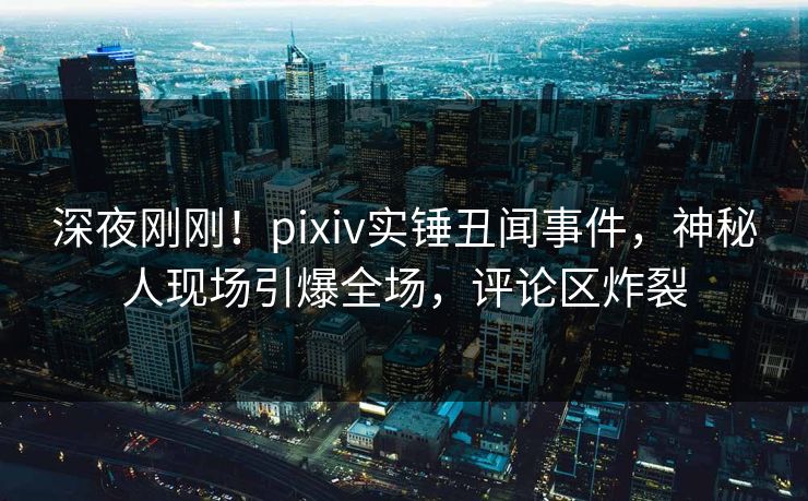 深夜刚刚！pixiv实锤丑闻事件，神秘人现场引爆全场，评论区炸裂