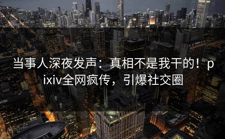 当事人深夜发声：真相不是我干的！pixiv全网疯传，引爆社交圈