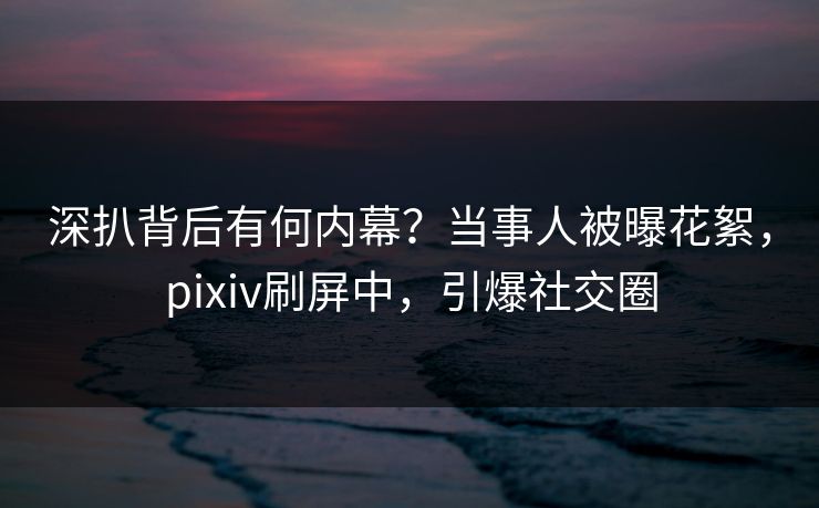 深扒背后有何内幕？当事人被曝花絮，pixiv刷屏中，引爆社交圈