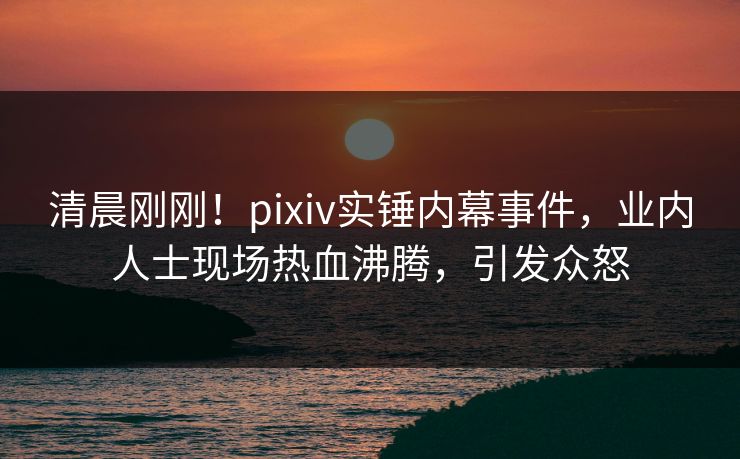 清晨刚刚！pixiv实锤内幕事件，业内人士现场热血沸腾，引发众怒
