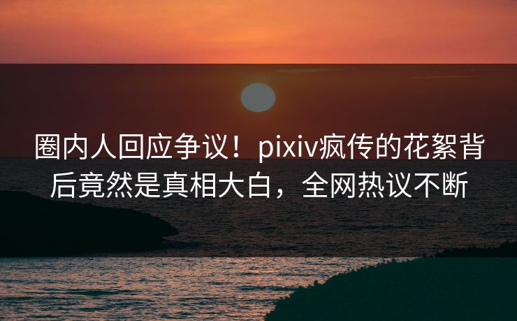 圈内人回应争议！pixiv疯传的花絮背后竟然是真相大白，全网热议不断