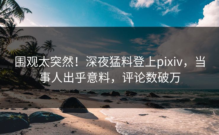 围观太突然！深夜猛料登上pixiv，当事人出乎意料，评论数破万