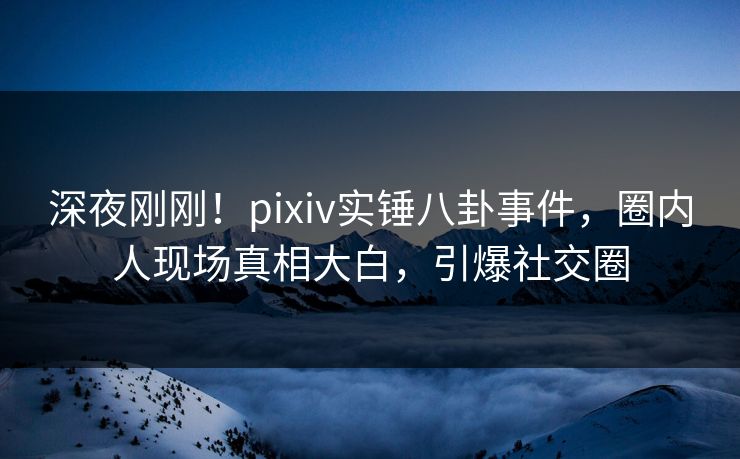 深夜刚刚！pixiv实锤八卦事件，圈内人现场真相大白，引爆社交圈