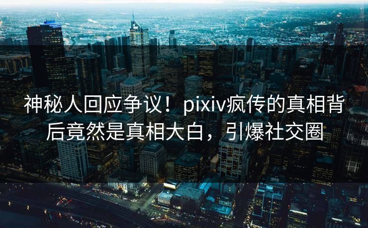 神秘人回应争议！pixiv疯传的真相背后竟然是真相大白，引爆社交圈