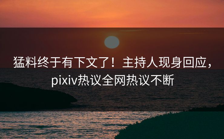 猛料终于有下文了！主持人现身回应，pixiv热议全网热议不断