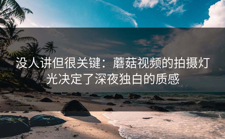 没人讲但很关键：蘑菇视频的拍摄灯光决定了深夜独白的质感